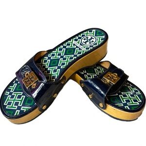 Tory Burch Navy Blue Slide Sandals